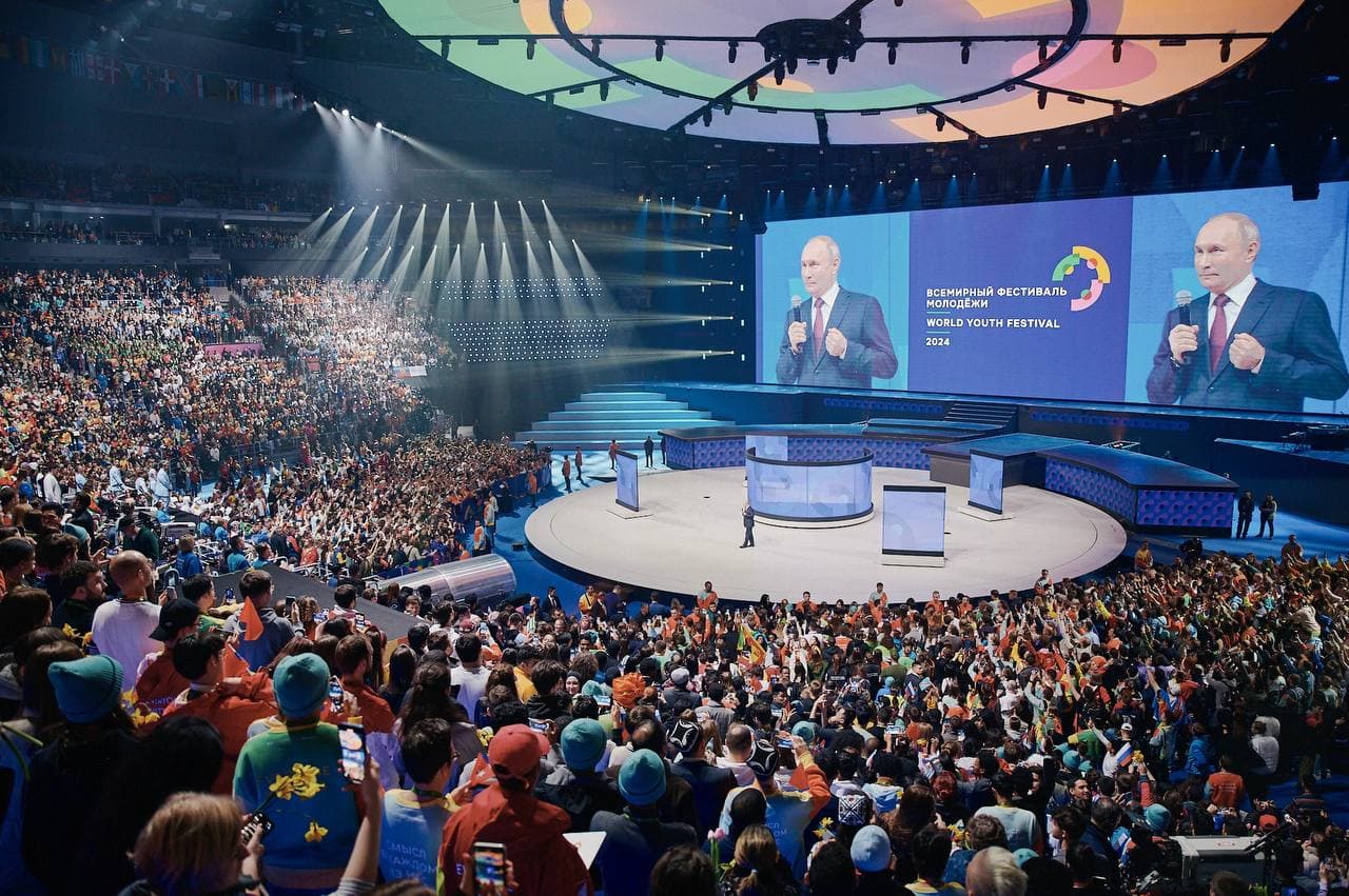 Vladimir Putin speaks at the closing ceremony of the 2024 International Youth Festival in Sochi. Photo:[  WYF 2024/Telegram](https://t.me/fest2024/1915)